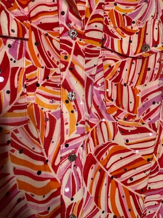 Emily Daniel’s 3/4 Length Colorful Button Front Shirt, Size XL - Picture 4 of 6